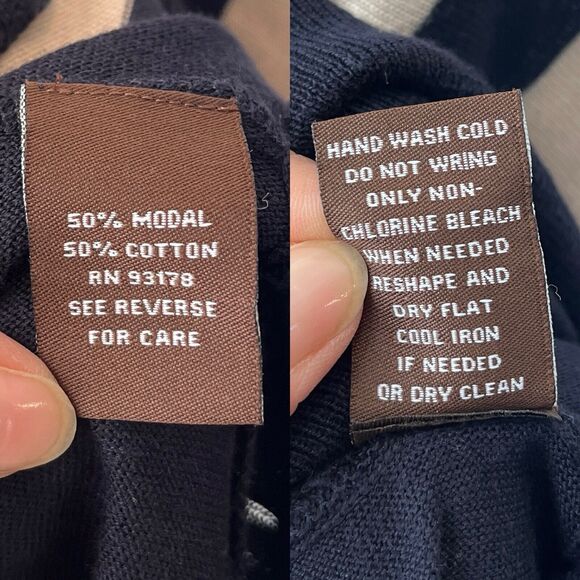 Adrienne Vittadini Sweatshirt V-neck Striped black-tan, Size L(see measurements) - Picture 8 of 8